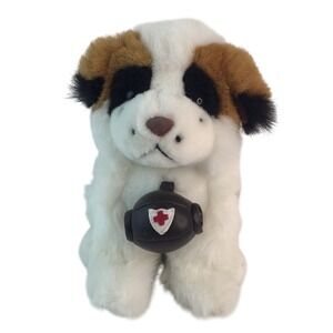 DGE Corp Saint Bernard Puppy Dog Plush 10 Inch White Brown Vintage 1998